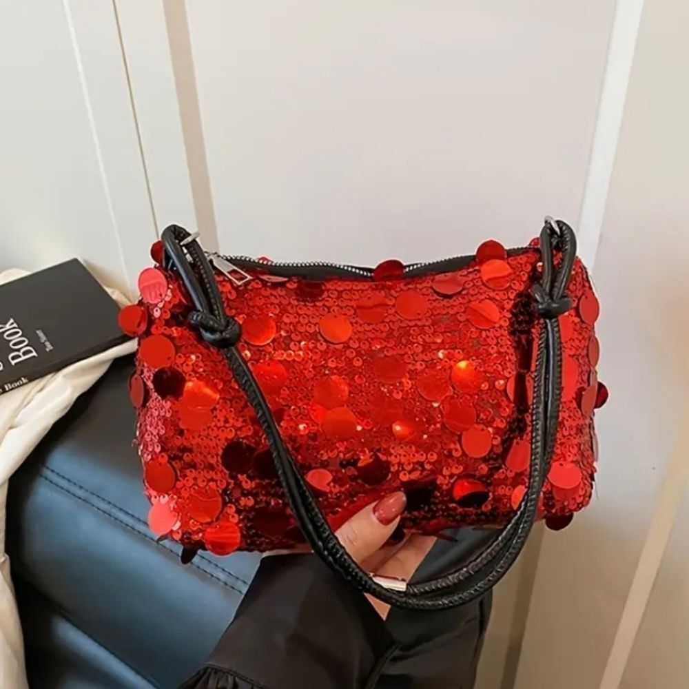 Red Sequins Shoulder Bag